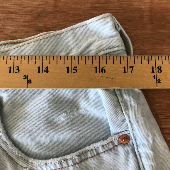 Levi's 501 Denim Cut-Off Shorts Women 33 Blue High Rise Distressed Button Fly - Picture 9 of 12